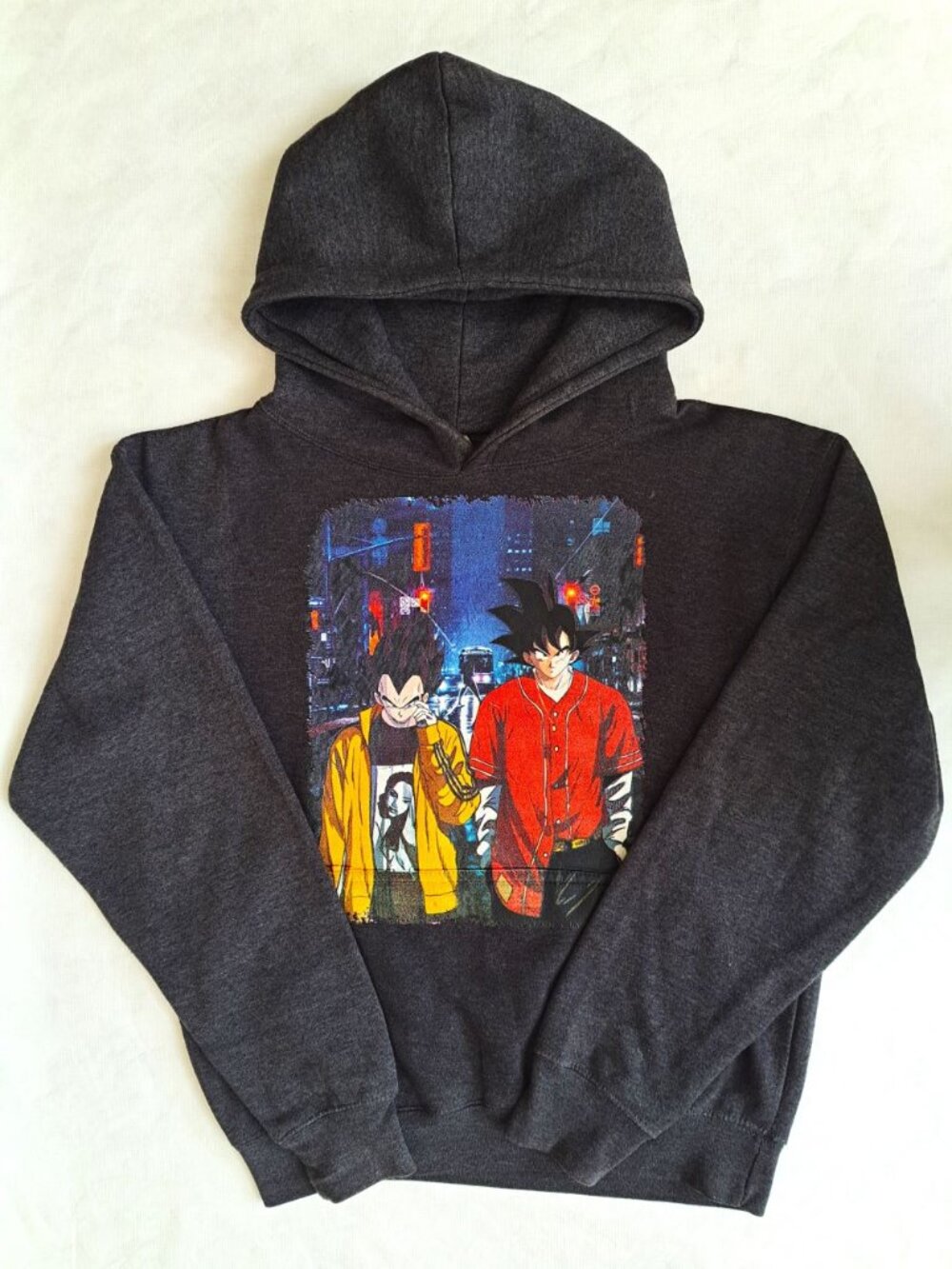Dragon Ball Z Gray Hoodie Vegeta and Goku Tween Boy XL Sweat Shirt Thick & Heavy